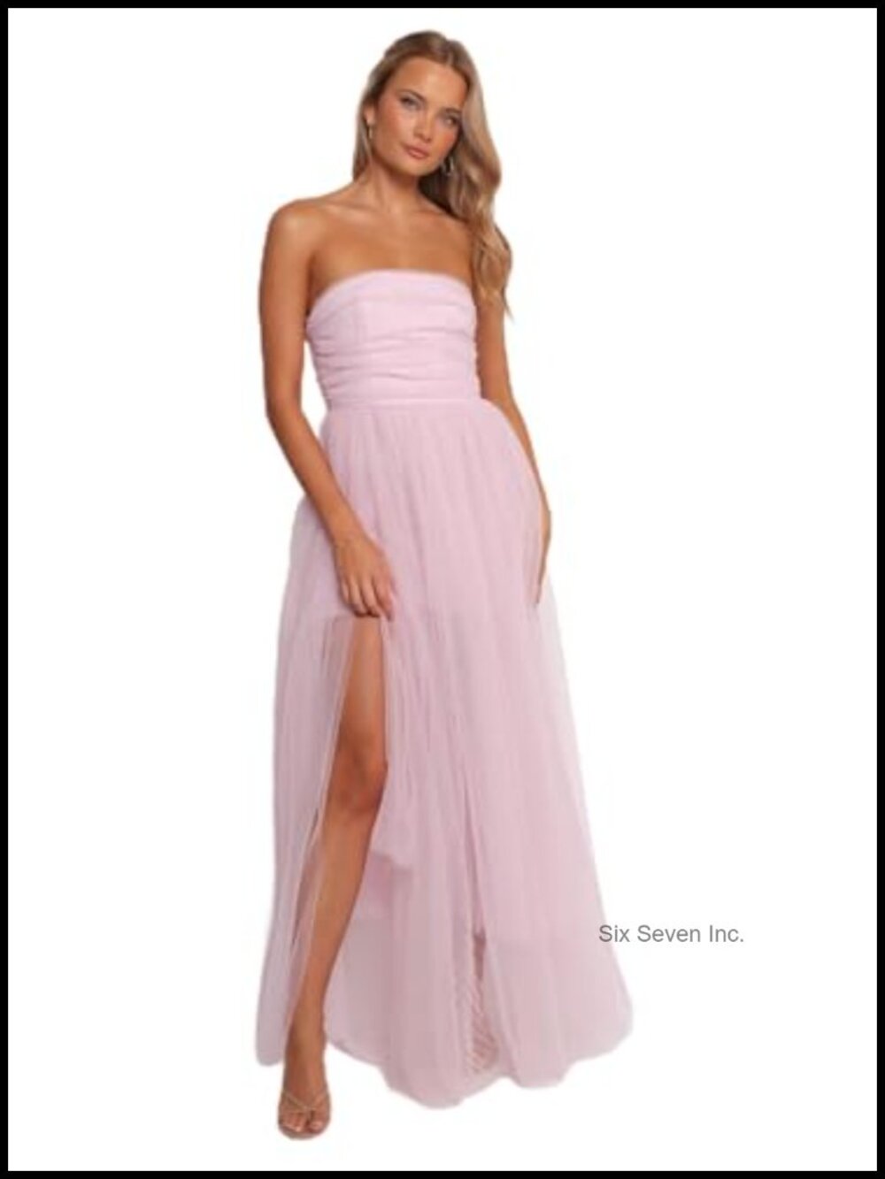 Strapless Maxi Dress Pleated Bodice Backless Sleeveless